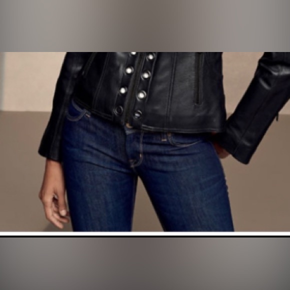 NWT Neiman Marcus Grommet-Trim Lamb Leather Moto - Picture 15 of 15